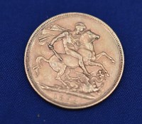 Lot 134 - A Victorian gold sovereign, 1892.