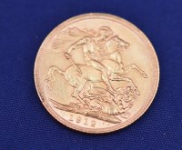 Lot 139 - A George V gold sovereign, 1912.