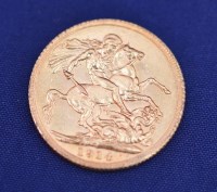 Lot 144 - A George V gold sovereign, 1914.