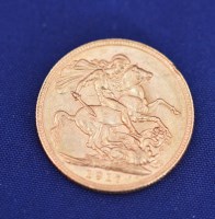 Lot 147 - A George V gold sovereign, 1917.