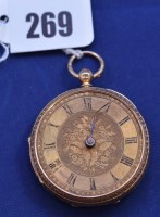 Lot 269 - An 18ct. yellow gold cased open-faced fob...
