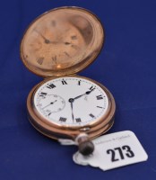 Lot 273 - A 9ct. gold cased Hunter pocket watch by...