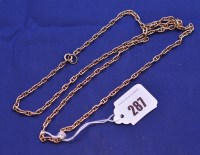 Lot 287 - A 9ct. gold cable link chain necklace,...