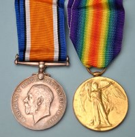 Lot 82 - A pair of WWI General Service Medals awarded...
