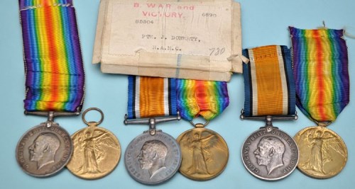 Lot 84 - Three pairs of WWI General Service Medals...