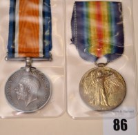 Lot 86 - A pair of WWI General Service Medals awarded...