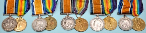 Lot 91 - Five pairs of WWI General Service Medals...