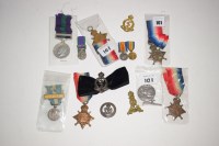 Lot 101 - A collection of WWI medals, to include; two...