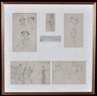 Lot 140 - WWI cartoon drawings by various hands, to...
