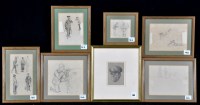 Lot 144 - Various artists, pencil and ink sketches of...