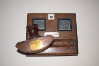Lot 157 - A teak inkwell and pen stand reclaimed from...
