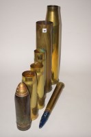 Lot 172 - Five British WWI shell cases; a post war...