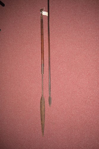 Lot 202 - A throwing spear, the small iron head on long...
