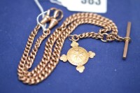 Lot 363 - A 9ct. rose gold Albert chain, and a 15ct. St....