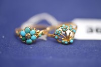 Lot 367 - A 15ct. yellow gold and turquoise ring,...