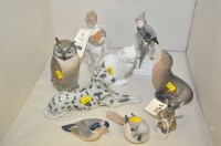 Lot 590 - Royal Copenhagen figurines, to include; an owl;...