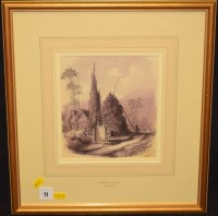 Lot 71 - Andrew Wilson - a farmyard with a cart and...
