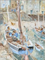 Lot 132 - Philip Collingwood Priestley - trawlers in a...