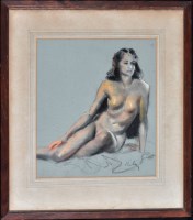 Lot 143 - **** Riley - seated nude, signed, pastel on...
