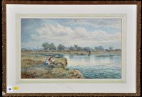 Lot 161 - Frederick John Lees - an angler on the River...
