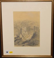 Lot 197 - Louis Hague - a Continental castle, signed and...