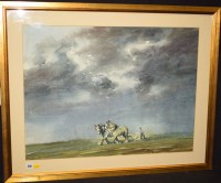 Lot 210 - W*** Norman Gaunt - a ploughman and team of...