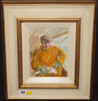 Lot 254 - Peter Knox - ''Trawler man gutting fish'',...