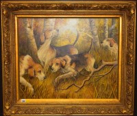 Lot 266 - G*** J*** Pappas - four hounds in a wood,...