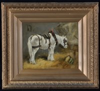 Lot 286 - George Boag - a cart horse in a stable, signed...