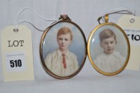 Lot 510 - Miniature portraits - study of a boy wearing a...