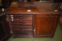 Lot 461 - A rosewood table top coin cabinet, fitted two...