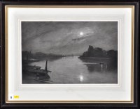 Lot 13 - Frank Short (1857-1945) Moonlit estuary with...