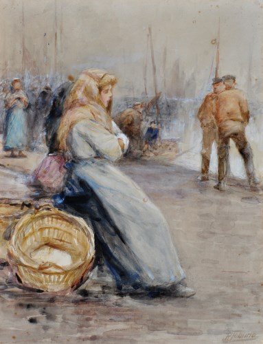 Lot 71 - Robert Jobling (1841-1923) Fishergirls on...