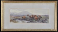 Lot 83 - Thomas Rowden (1842-1926) Cattle on upland...
