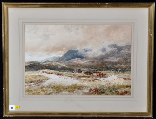 Lot 92 - John Sayer (1846-1913) An upland landscape...