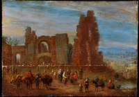 Lot 161 - Flemish School Travellers congregating among a...