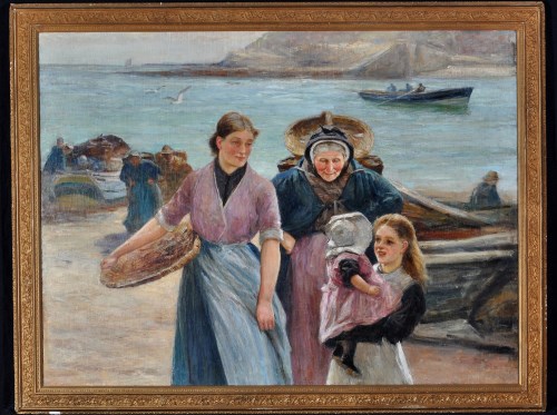 Lot 215 - Robert Jobling (1841-1923) Fisherwomen on the...
