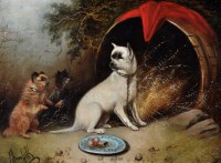 Lot 242 - Edward Armfield (1817-1896) Three dogs by an...