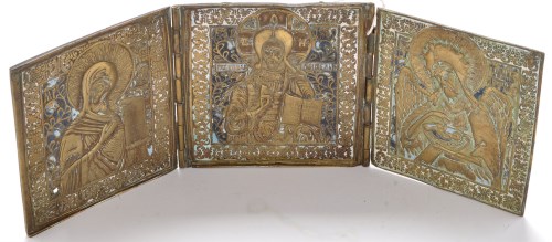 Lot 368 - A 19th Century enamelled brass Russian...