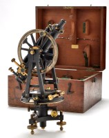Lot 393 - A black painted brass transit theodolite, by...