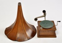 Lot 397 - An early 20th Century gramophone, the ribbed...