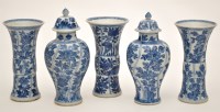 Lot 437 - Five piece Chinese blue and white 'garniture'...