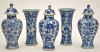 Lot 440 - Five piece Chinese blue and white 'garniture'...