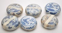 Lot 442 - Six Chinese blue and white circular boxes and...