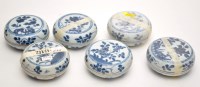 Lot 443 - Six Chinese blue and white circular boxes and...
