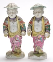 Lot 454 - Pair of Chinese famille rose figures of...