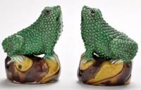 Lot 457 - Pair of Chinese figures of mythical toads,...
