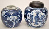Lot 463 - Two Chinese blue and white ginger jars, blue...
