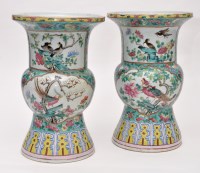 Lot 465 - Pair of Chinese Yen Yen shaped vases, each...