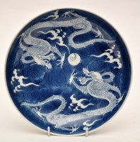 Lot 469 - Chinese blue and white saucer dish, the...